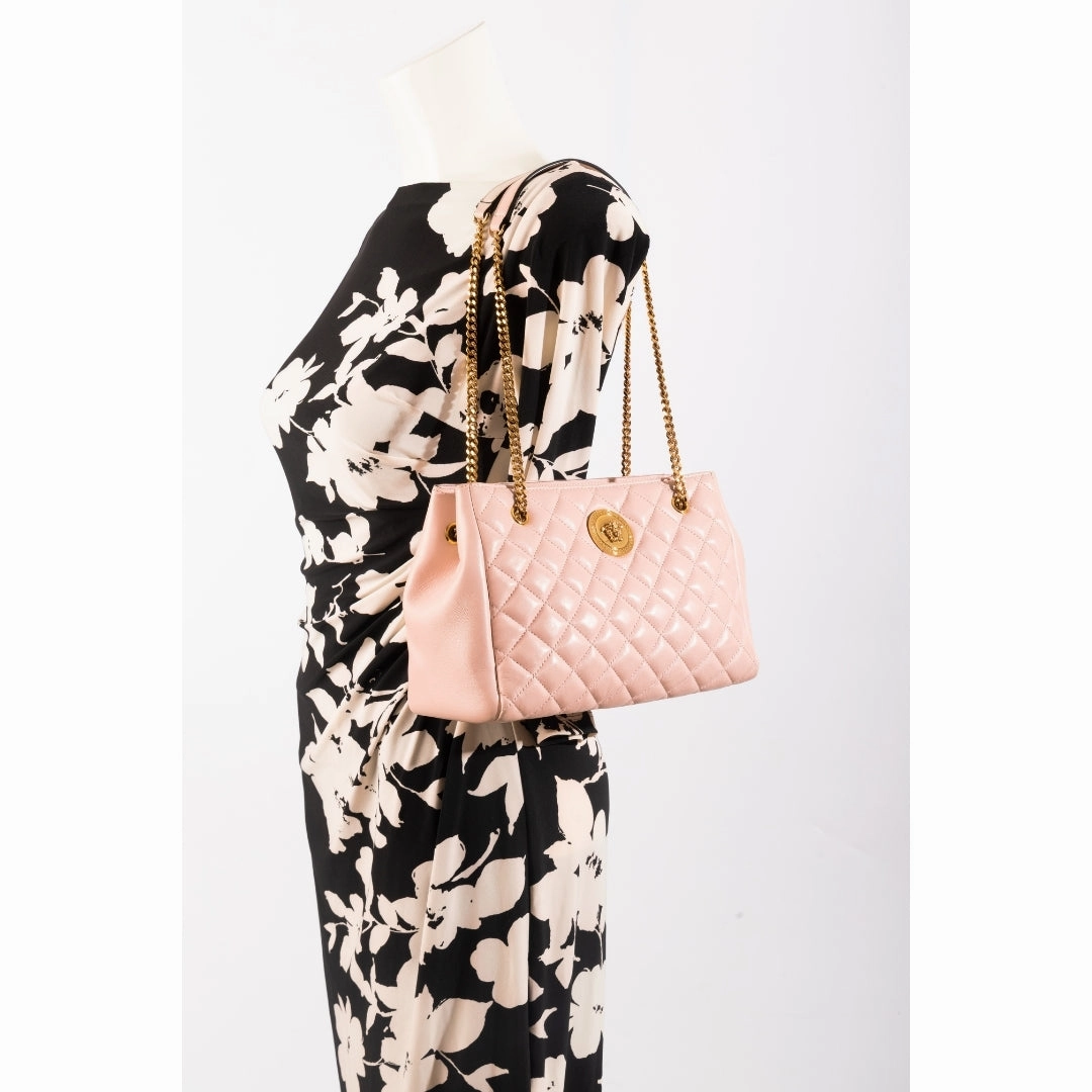 Versace Medusa Quilted Nappa Leather Tote Handbag