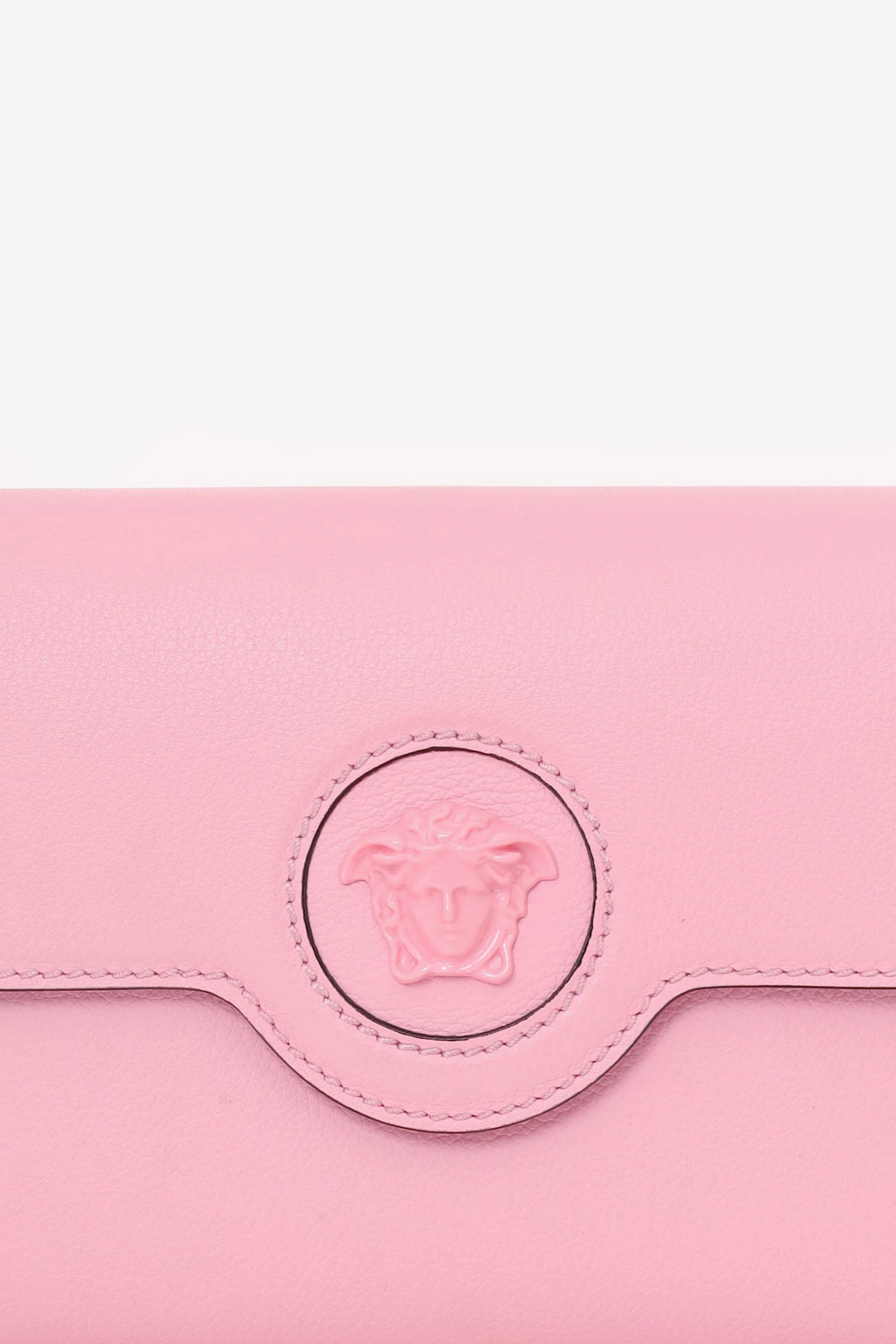 Versace Pink Leather La Medusa Envelope Clutch