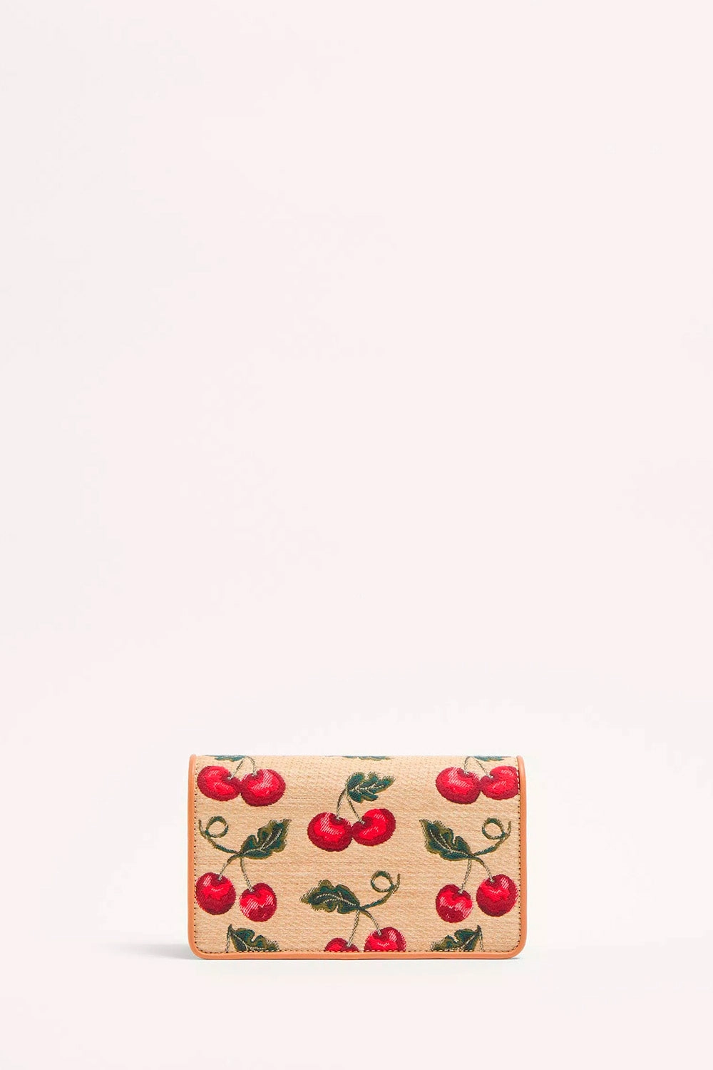 Vlogo Signature Mini Shoulder Bag In Jacquard Raffia With Cherryfic Pattern