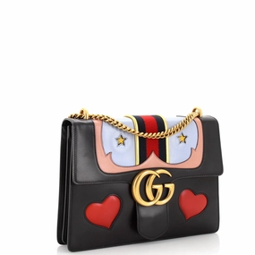 Web Heart GG Marmont Chain Shoulder Bag Leather Medium