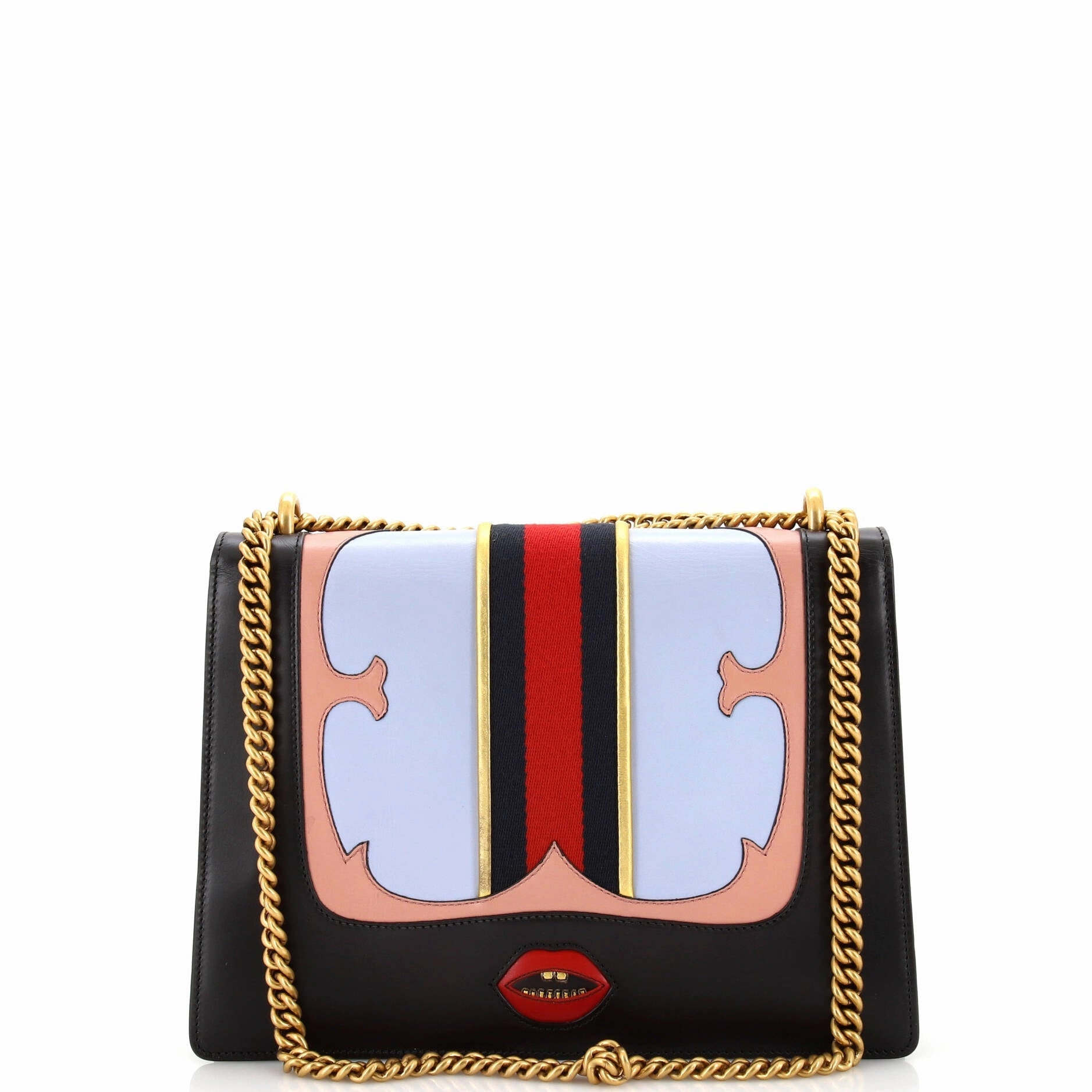 Web Heart GG Marmont Chain Shoulder Bag Leather Medium