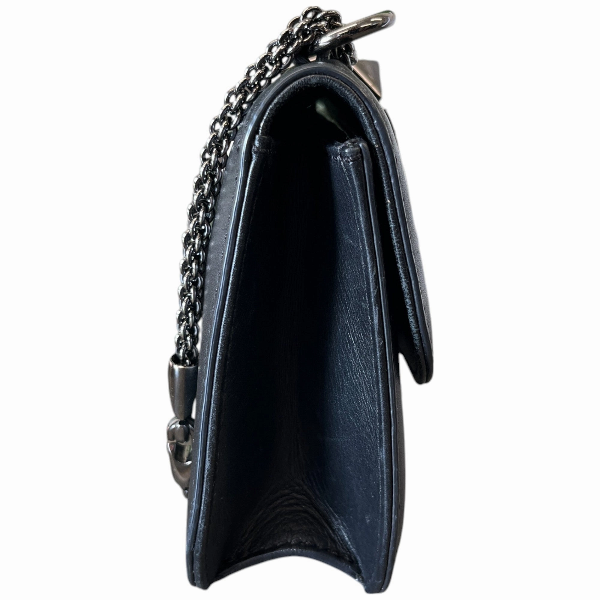 Women's Glam Lock Leather Crossbody Bag Black