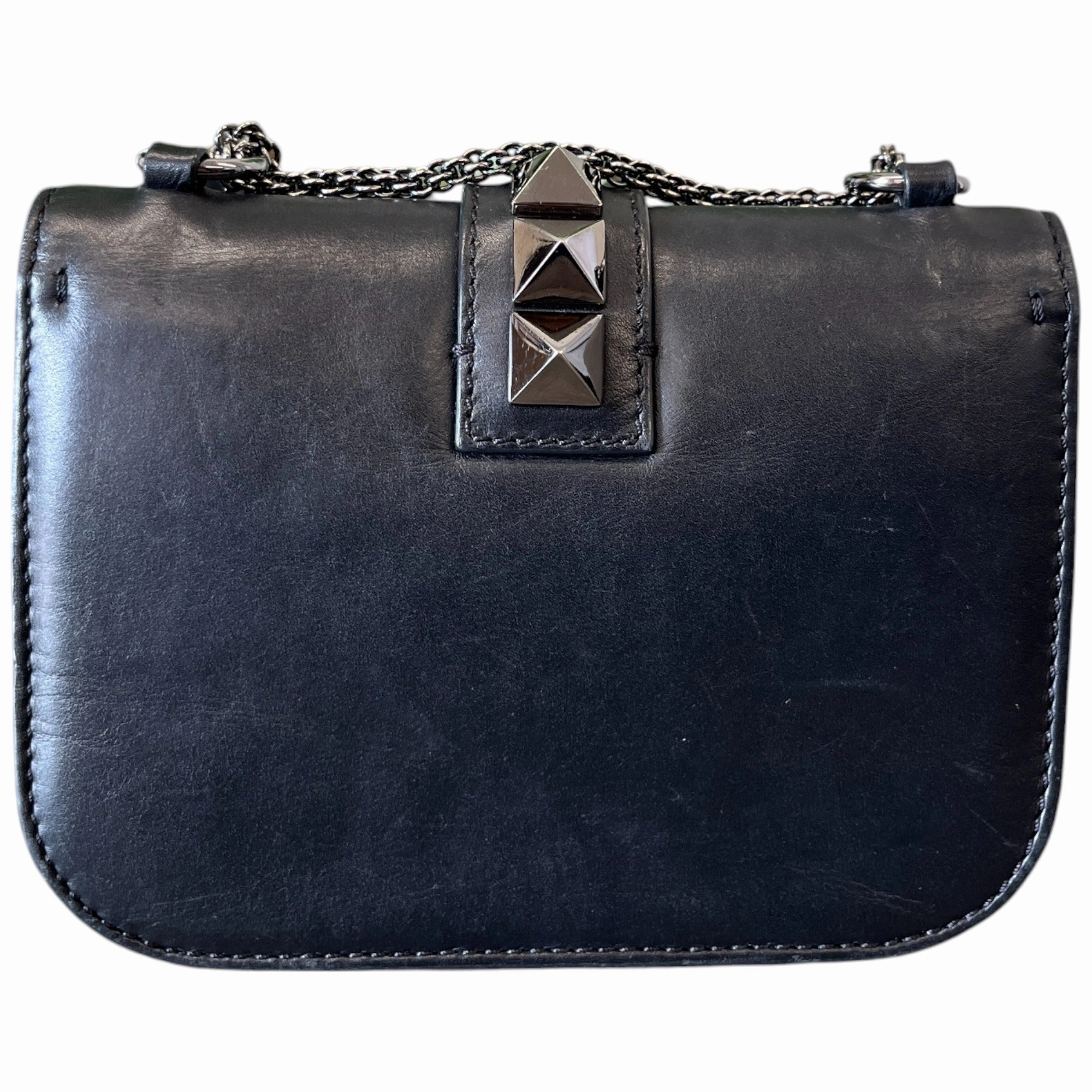 Women's Glam Lock Leather Crossbody Bag Black