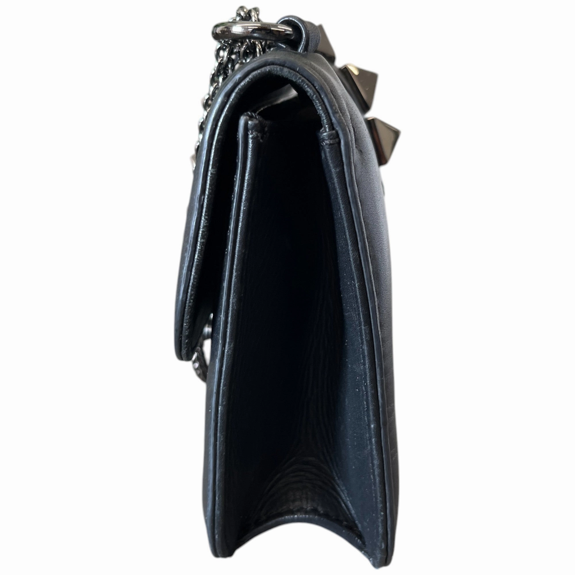 Women's Glam Lock Leather Crossbody Bag Black