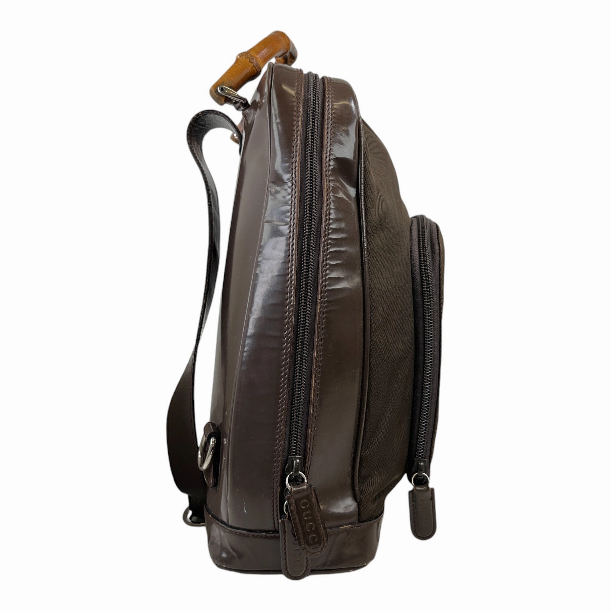 Women's Vintage Bamboo Sling Handle Backpack Brown