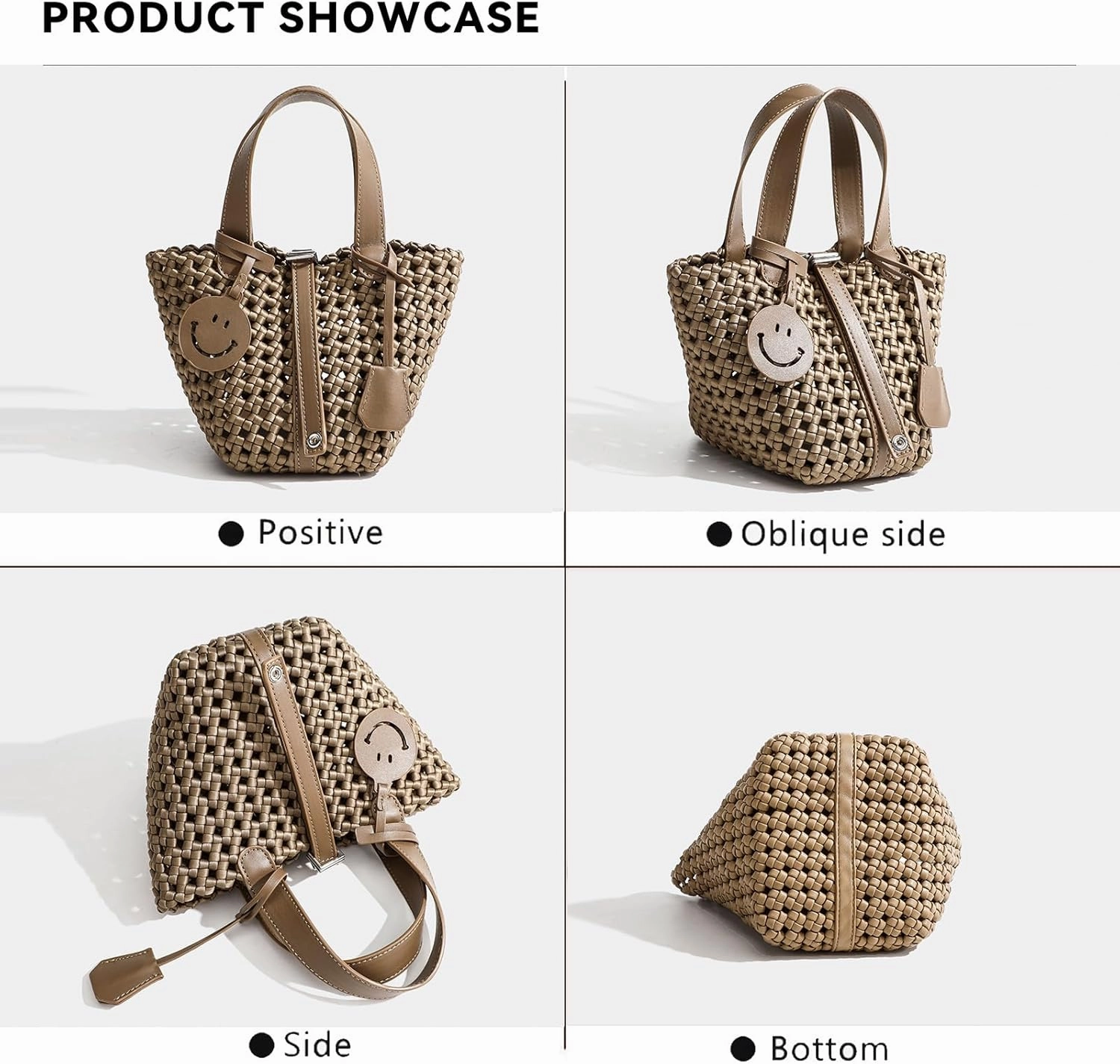 Woven Handbags for Women Top Handle Satchel Handbag Basket Bucket Bag Small Woven Tote Bag Hobo Purses