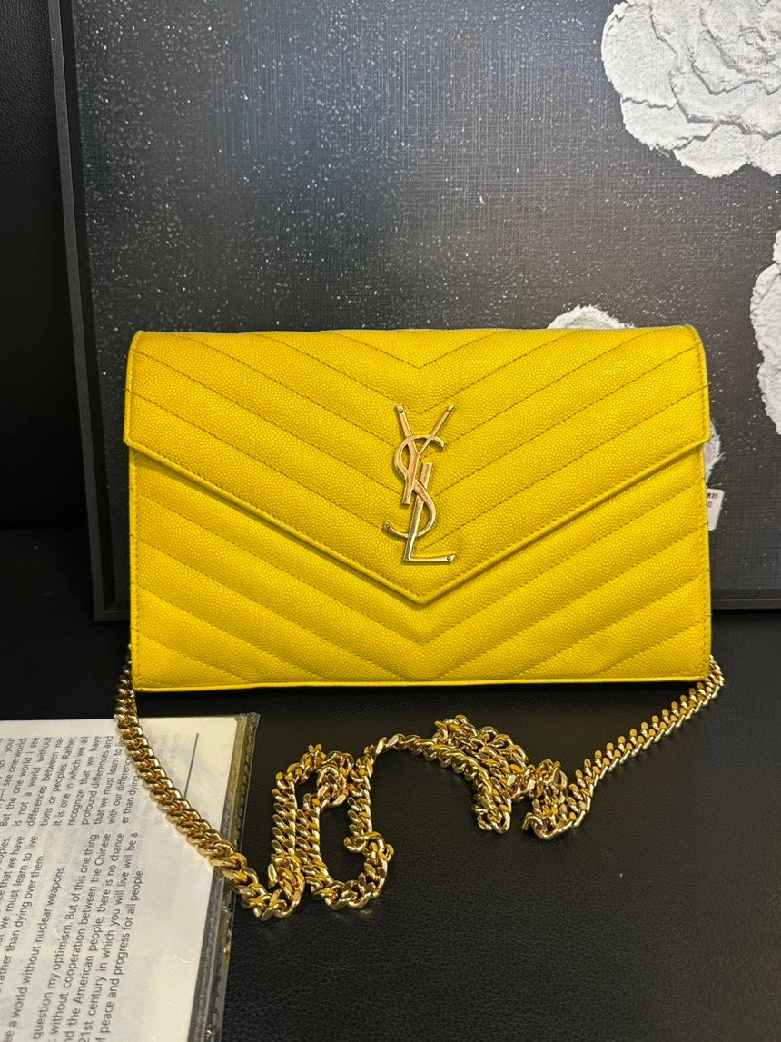 YSL Yellow Gold Envelope Chain Crossbody Bag