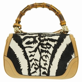 Zebra Hair Calfskin Bamboo Shoulder Bag