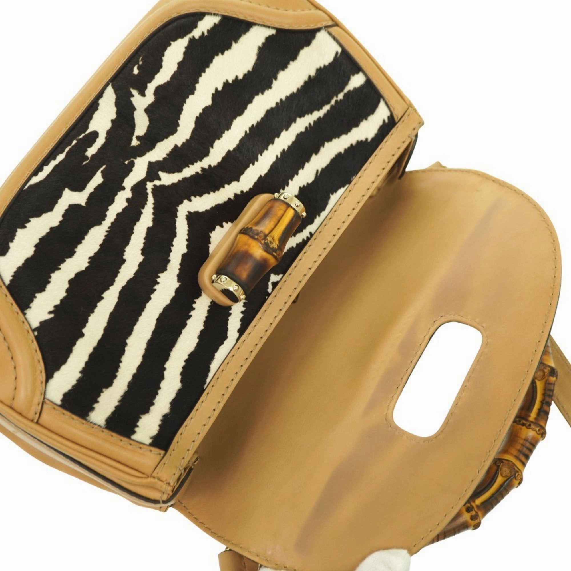 Zebra Hair Calfskin Bamboo Shoulder Bag