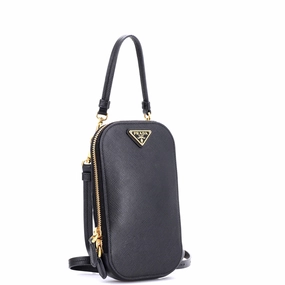 Zip Phone Holder Crossbody Bag Saffiano Leather