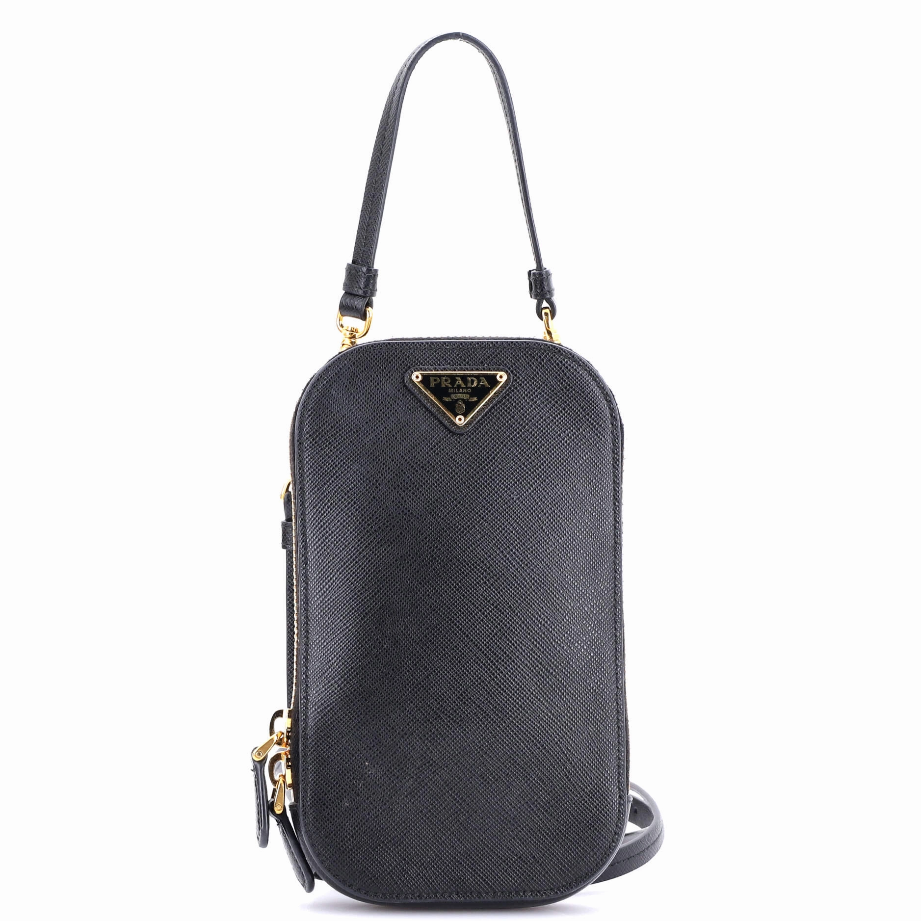 Zip Phone Holder Crossbody Bag Saffiano Leather